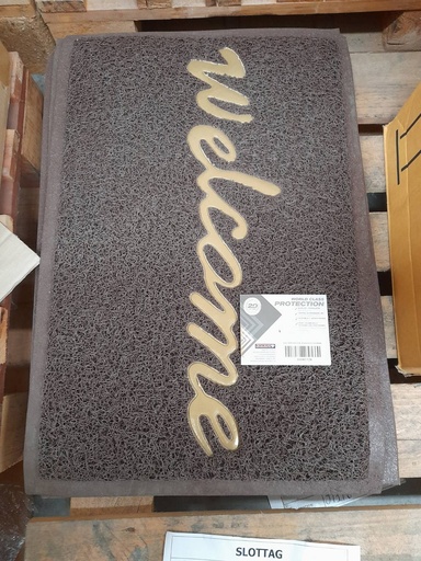 [1001146] -พรมยางดักฝุ่น Welcome 50x70cm สีน้ำตาล DURA+