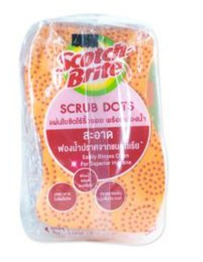 [1004921] สก็อตไบรท์ใยขัดไร้ริ้วรอย สครับดอท ส้ม 3M