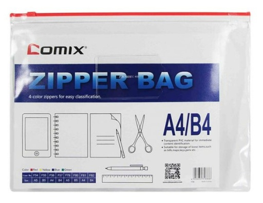 [1005256] CLEAR ZIP BAG F56-X - A4 COMIX+