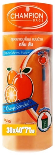 [1005085] ถุงขยะม้วน ขนาด 30x40 กลิ่นส้ม CHAMPION (แพ็ค 7 ใบ)