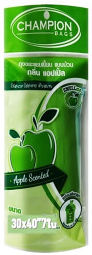 [1005086] ถุงขยะม้วน ขนาด 30x40 กลิ่นแอปเปิ้ล CHAMPION (แพ็ค 7 ใบ)