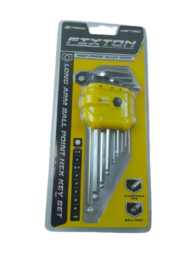 [1006204] ประแจหกเหลี่ยมบอลมิลยาว YJHK2544 9ตัว FIXTON+