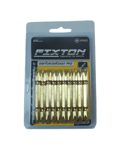 [1006376] ดอกไขควงลมแฉก PH2x65mm อย่างดี ทอง FIXTON+