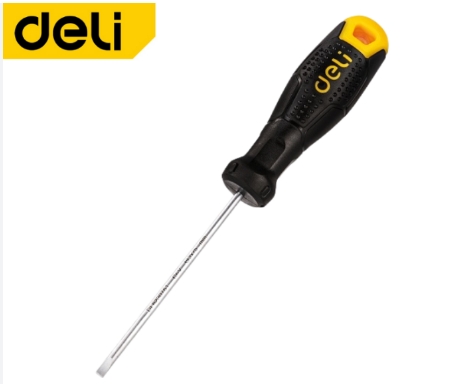 [1000596] ไขควงปากแบน SL3x75mm Cr-v EDL6230751 ด้ามธรรมดา DELI+