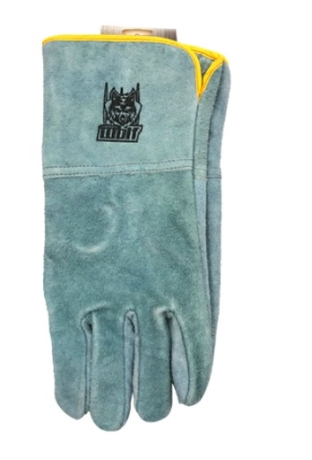 [1008374] ถุงมือหนังกลับ ยาว ขอบเหลือง WOLF