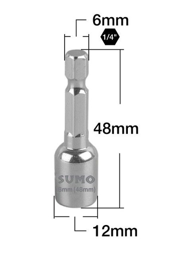 [1009102] ลูกบล็อกแม่เหล็ก 6 เหลี่ยม 8x48MM SUMO