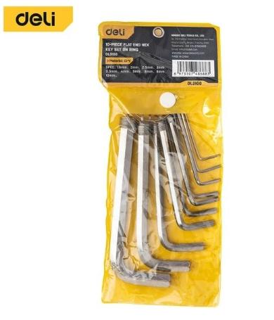 [1000633] ชุดประแจหกเหลี่ยม 10 ชิ้น Cr-v EDL3100 DELI+