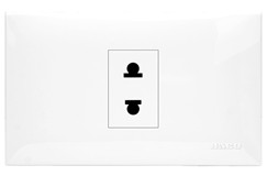 [1001413] เต้ารับ 2 ขา 1 ช่อง พร้อมแผงหน้ากาก HACO IC-R10