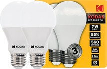 [1001527] หลอดกลม LED A60 E27 7W 560lm แสง DAYLIGHT 6500K (แพ็ค 2 ชิ้น) Kodak