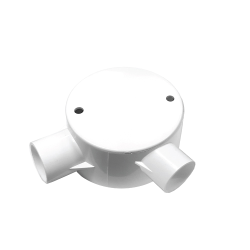 [1002168] NNJB-2A/16 กล่องพักสายกลม 2 ทาง 90 สีขาว สำหรับท่อตรง 16 มม. พร้อมแผ่นปิด และสกรู NANO