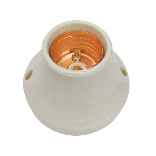 [1002648] ขั้วหลอดไฟ E27 แป้นทรงสูง SOKAWA สีขาว S-058