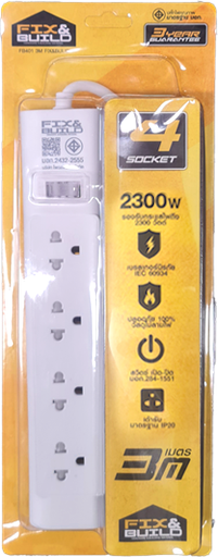 [1004296] ปลั๊กคอม 5ที1สวิทซ์ FB501 3M FIX&BULID+