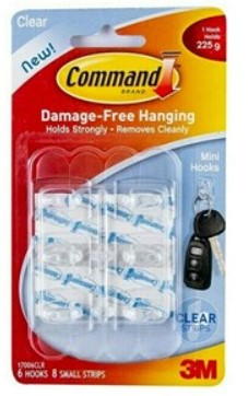 [1004588] ตะขอใส+เทปกาว เล็ก 17006CLR 3M (01701)