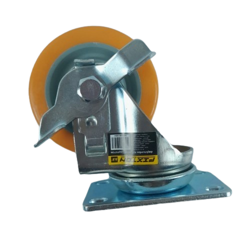 [1005417] ล้อยูริเทนเหลือง A21UBB 3.5" เบรคFIXTON+