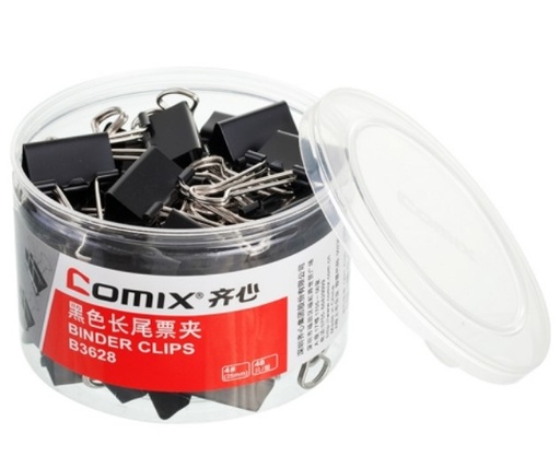 [1005230] คลิปหนีบกระดาษ 25mm. B3628 ดำ COMIX+