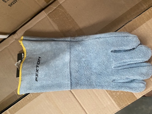 [1005342] ถุงมือหนังกลับ ยาว ขอบเหลือง FIXTON+