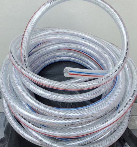 [1006596] สายยางเชือกถัก  3/4 10 ม. สีใส