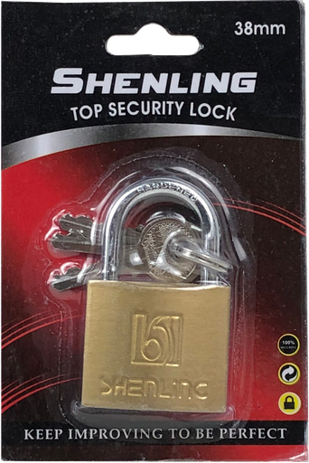 [1006827] แม่กุญแจชุบทองเหลือง 38mm SHENLING=