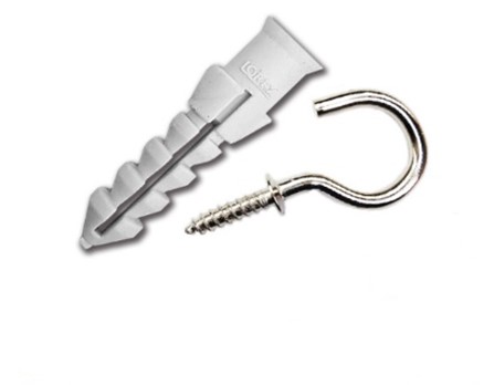 [1007129] ขอแขวนตัวซี 1" พร้อมพุกพลาสติก #6 (แพค 6ชุด)