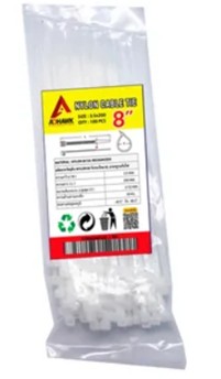 [1009178] เคเบิ้ลไทร์ ยาว8" 3.5*200mm. สีขาว แพ็ค 100 ชิ้น Adhawk