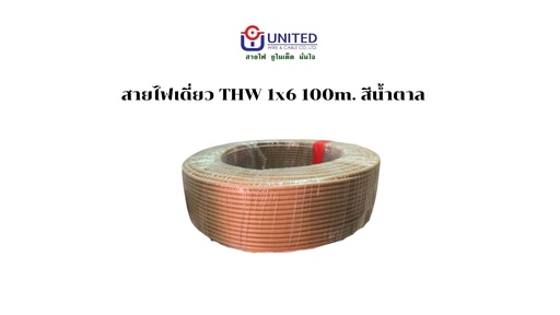 [1009324] สายไฟเดี่ยว THW 1x6 100m. น้ำตาล UNITED