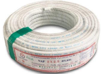 [1009347] สายไฟคู่ VAF 2x2.5 sq.mm 100m. ขาว UNITED