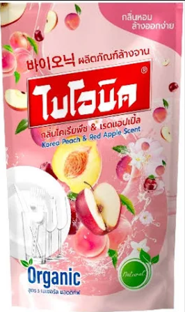 [1009497] น้ำยาล้างจาน กลิ่นโคเรียพีช&เรคแอปเปิ้ล 455มล.ไบโอนิค