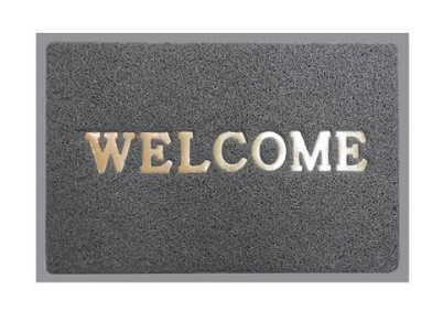 -พรมยางดักฝุ่น Welcome 60x80cm สีเทา DURA+
