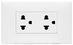 [1001417] เต้ารับ 3 ขา 2 ช่อง พร้อมแผงหน้ากาก HACO IC-E20