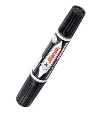 [1001624] ปากกาเคมี 2 หัว สีดำ ตราม้า