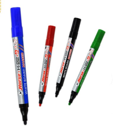 [1001633] ปากกาไวท์บอร์ดหัว H- 22 หัวกลม แดง ตราม้า