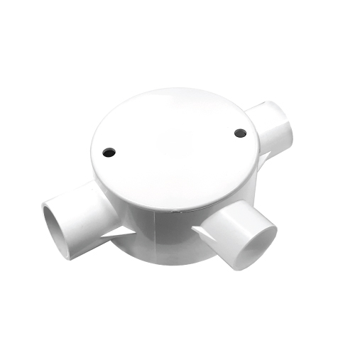 [1002171] NNJB-3/16 กล่องพักสายกลม 3 ทาง สีขาว สำหรับท่อตรง 16 มม. พร้อมแผ่นปิด และสกรู NANO