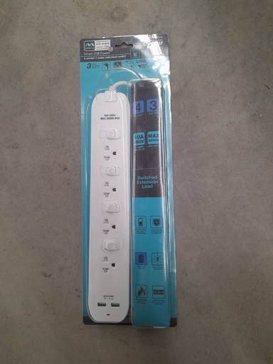 [1002218] ปลั๊กไฟ4ช่อง4สวิทช์3M 2USB SWC43U075 MP+