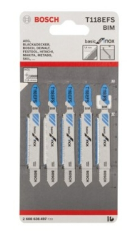 [1002437] ใบเลื่อยจิ๊กซอตัดสตล.1-4มมT118EFS BOSCH (แพค5ใบ)