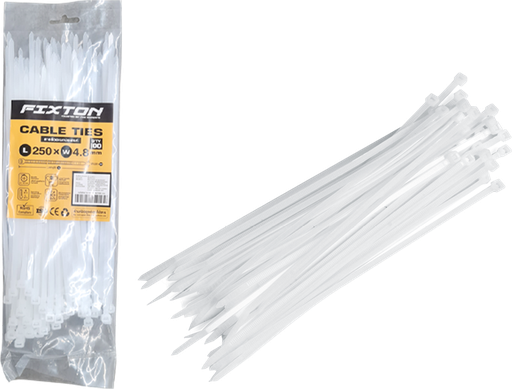 [1002476] เคเบิ้ลไทร์ 8" 4.8*200 ขาว FIXTON+