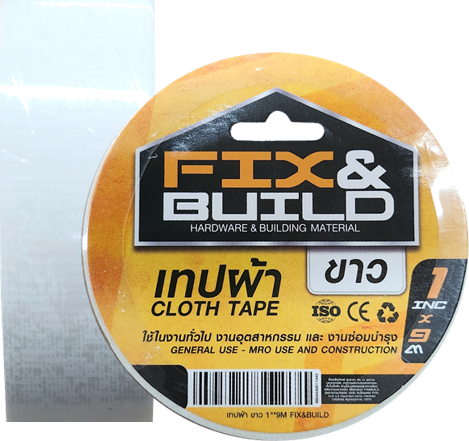 [1004210] เทปผ้า ขาว 1.5"x9M FIX&BUILD+
