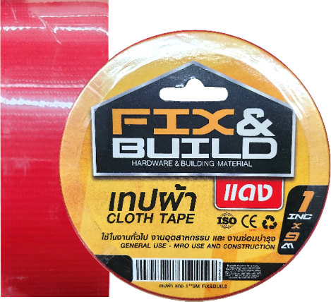 [1004214] เทปผ้า แดง 2"x9M FIX&BUILD+