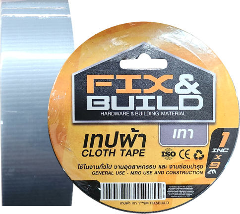 [1004221] เทปผ้า เทา 1"x9M FIX&BUILD+