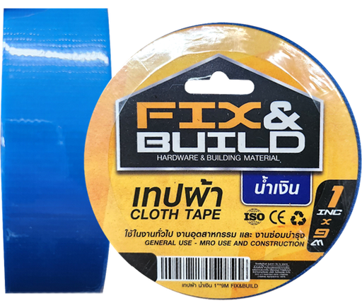 [1004225] เทปผ้า น้ำเงิน 1.5"x9M FIX&BUILD+