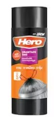 [1004537] ถุงขยะแบบม้วน ขนาด 24x28" รุ่นมาตรฐาน มีหูรูด สีดำ HERO (ม้วน 20 ใบ)