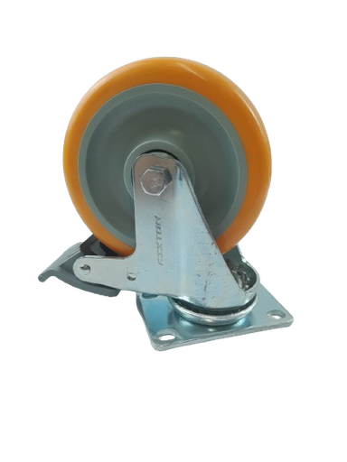 [1005412] ล้อยูริเทนเหลือง A21UBB 3"เบรค L/FIXTON+