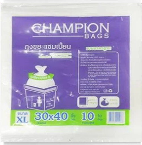[1005098] ถุงขยะ แบบใส 30x40 CHAMPION (แพ็ค 10 ใบ)