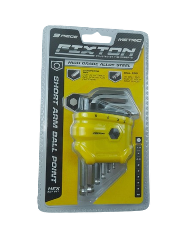 [1006203] ประแจหกเหลี่ยมบอลมิลสั้น YJHK2543 9ตัว FIXTON+