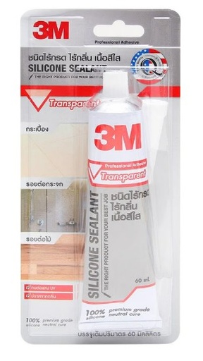 [1006848] ซิลิโคนชนิดไร้กรดป้องกันกันเชื้อรา 60 มล. สีใส 3M