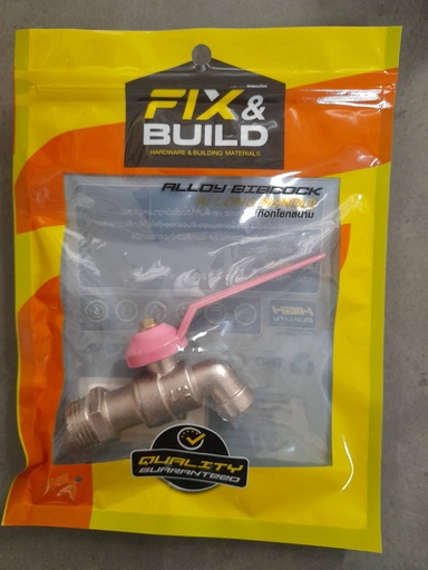 [1007680] ก๊อกบอลแฟนซี 1/2" ชมพู FIX&BUILD+