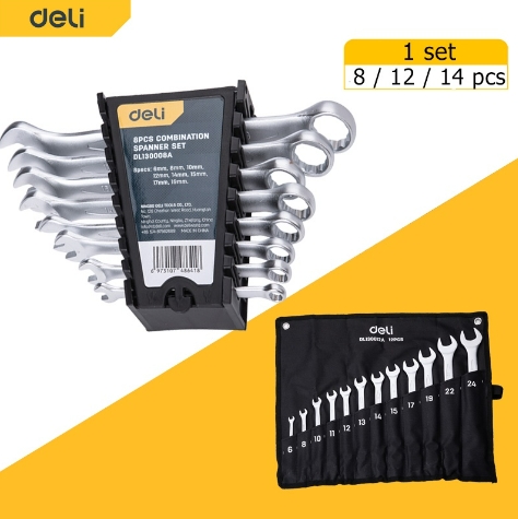 [1000581] -ชุดประแจแหวนข้าง-ปากตาย 12 ชิ้น/ชุด EDL130012A DELI+