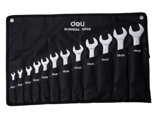 [1000584] -ชุดประแจปากตาย 12 ชิ้น/ชุด 6-32mm EDL160012A DELI+