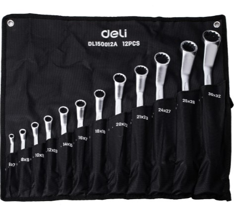 [1000585] ชุดประแจแหวนข้าง 12 ชิ้น/ชุด 6-32mm EDL150012A DELI+