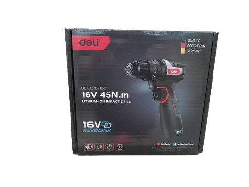 [1008201] สว่านไร้สายกระแทก 16V 10mm WDE-CZ16-1D2 DELI+