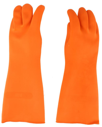 [1008388] ถุงมือยาง 16 SIZE L (คู่) สีส้ม STRONGMAN